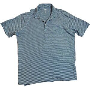 Peter Millar Mens Polo Shirt XL Cotton Blend Seaside Wash Navy & White Striped